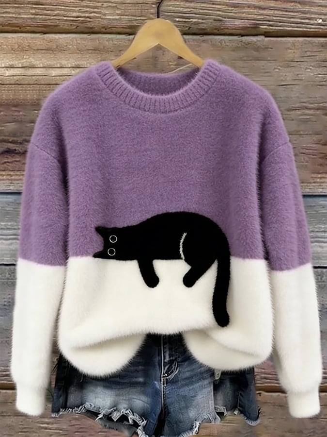 Belinda - Maglione Oversize Stampa Gatto