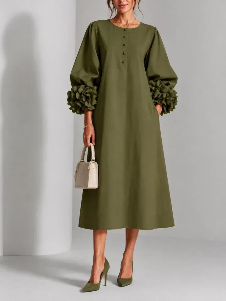 Isabel | Vestito Midi Floreale con Maniche a Fiori