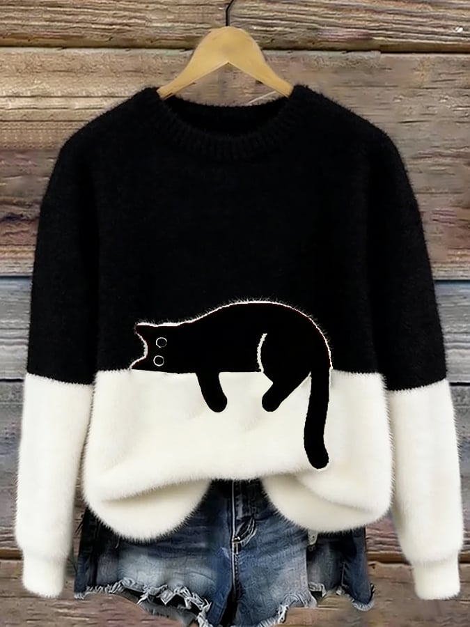 Belinda - Maglione Oversize Stampa Gatto