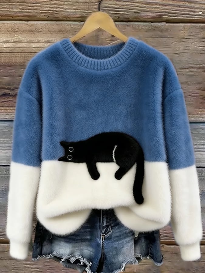Belinda - Maglione Oversize Stampa Gatto