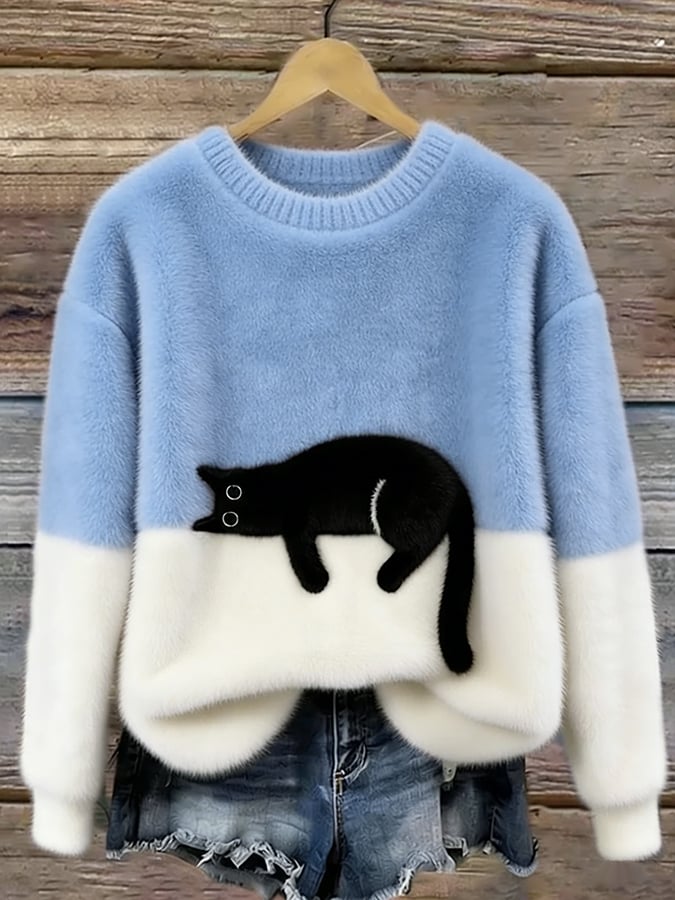 Belinda - Maglione Oversize Stampa Gatto