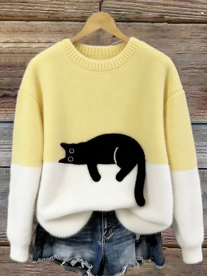 Belinda - Maglione Oversize Stampa Gatto