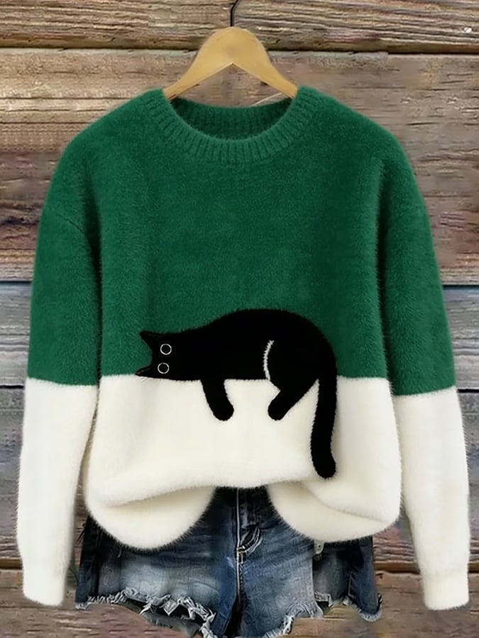 Belinda - Maglione Oversize Stampa Gatto