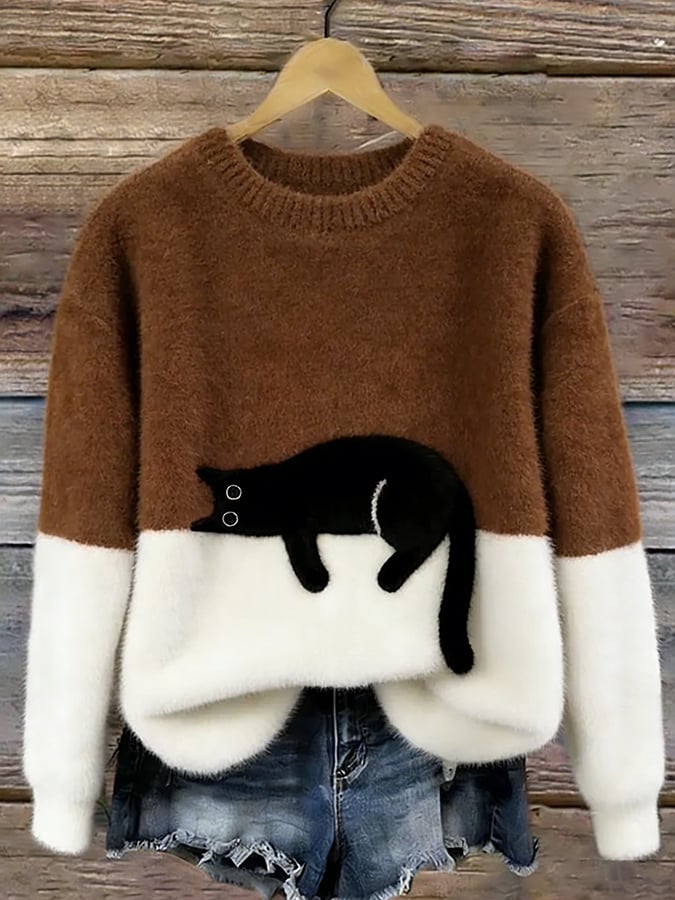 Belinda - Maglione Oversize Stampa Gatto