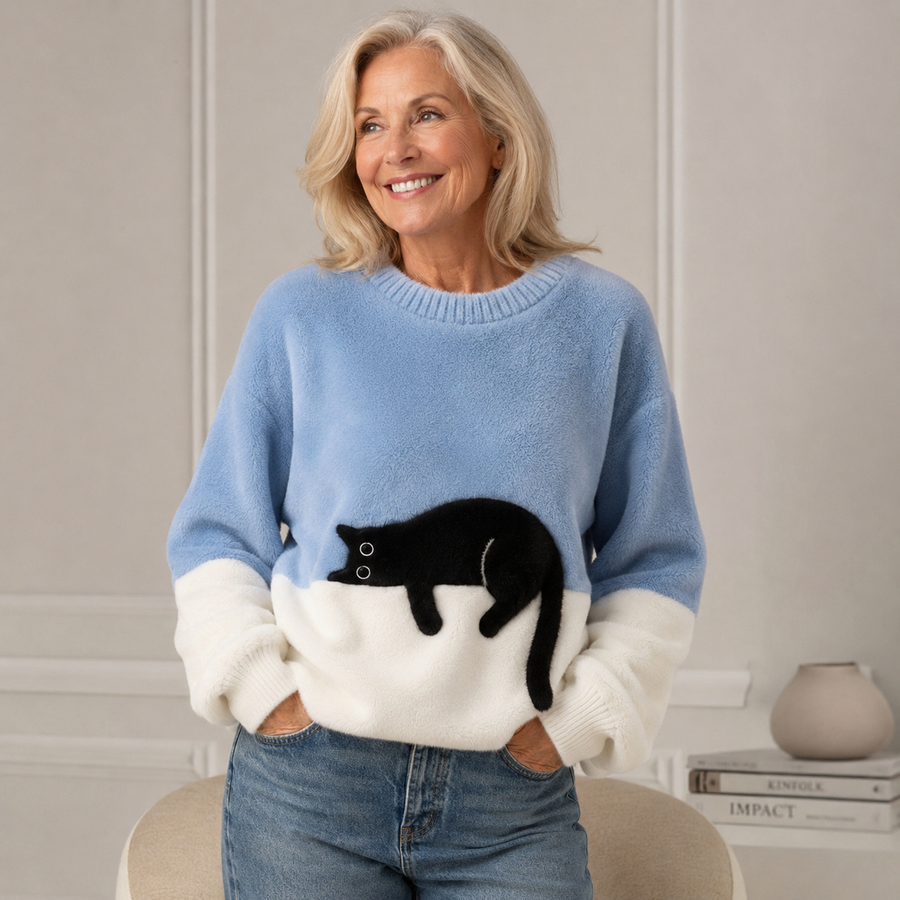 Belinda - Maglione Oversize Stampa Gatto