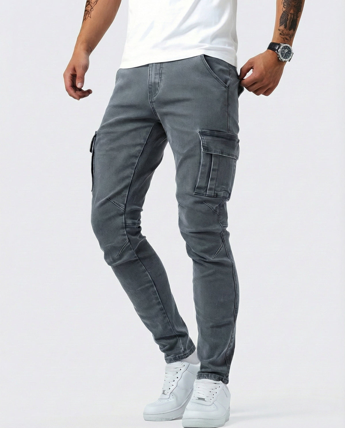 Pantaloni Cargo Stretch Navy
