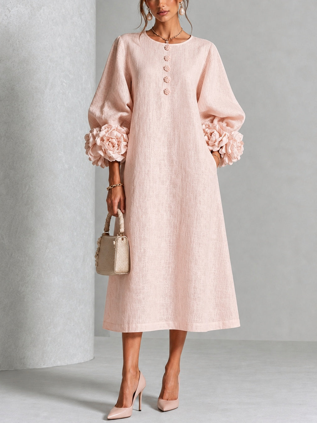 Isabel | Vestito Midi Floreale con Maniche a Fiori