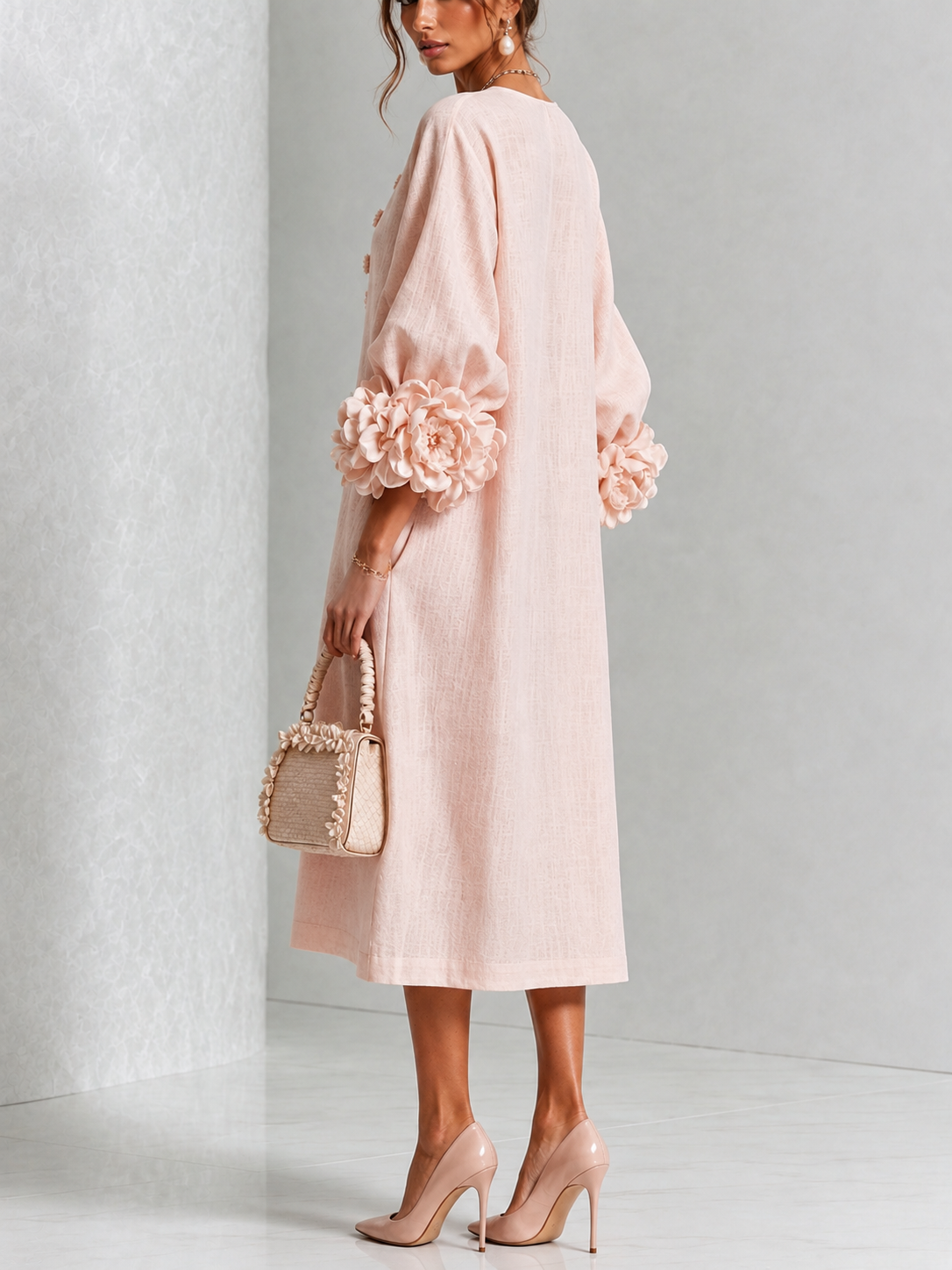Isabel | Vestito Midi Floreale con Maniche a Fiori