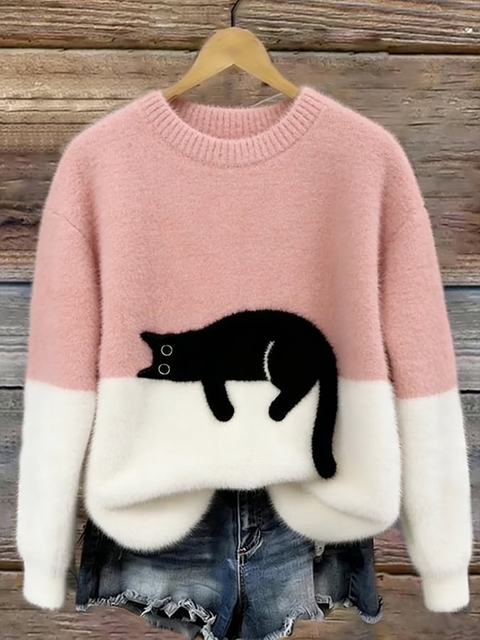 Belinda - Maglione Oversize Stampa Gatto