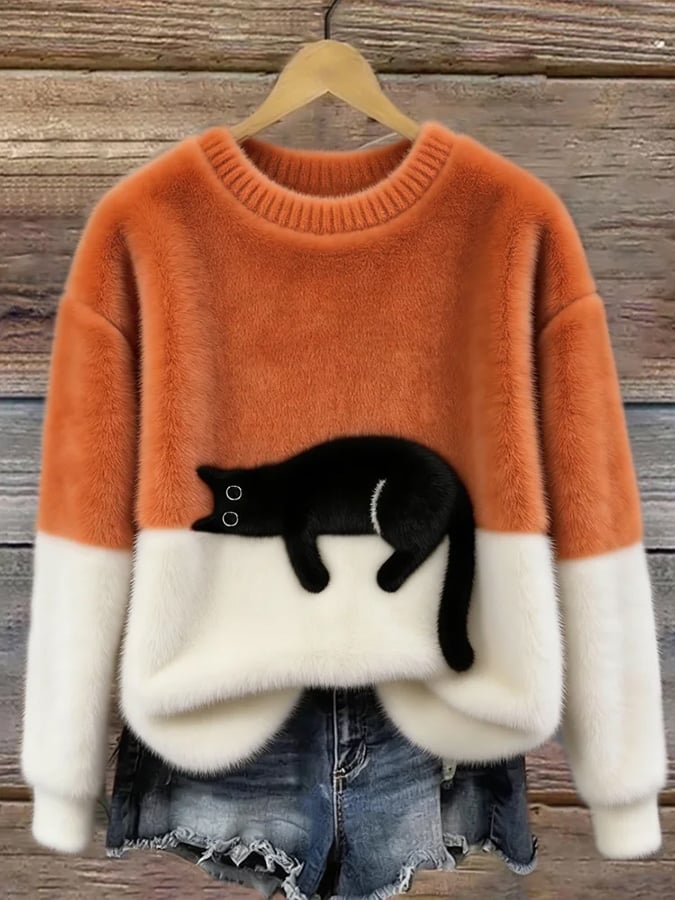 Belinda - Maglione Oversize Stampa Gatto