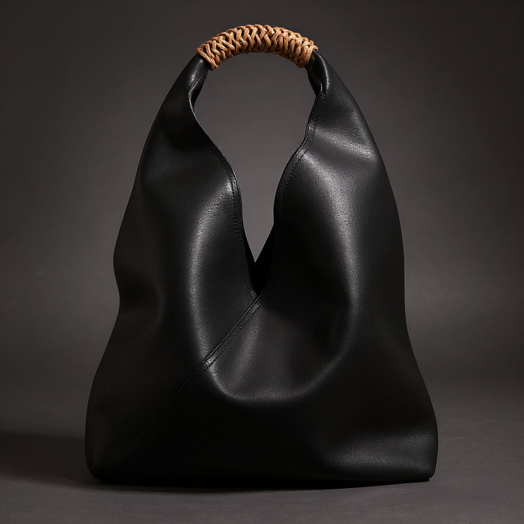 Ilaria | Borsa Hobo con Manico in Rattan