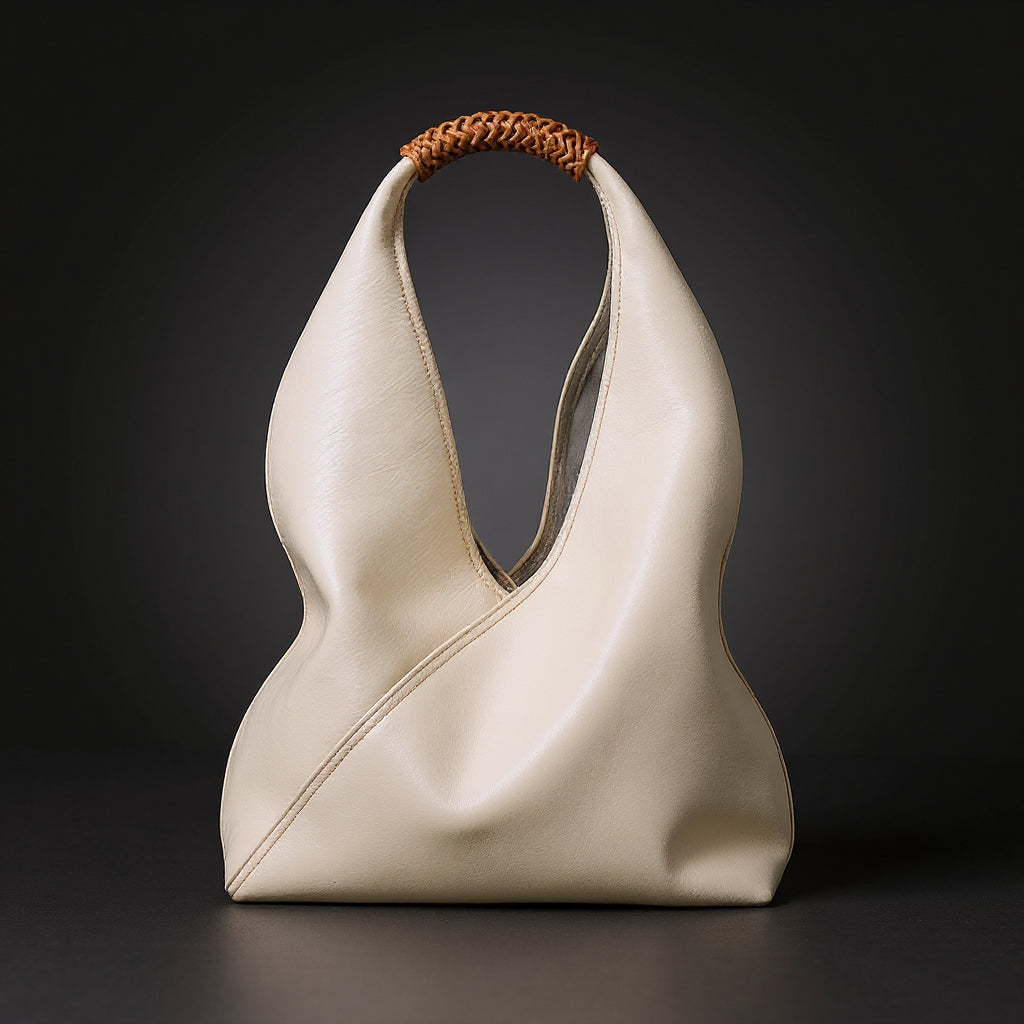 Ilaria | Borsa Hobo con Manico in Rattan
