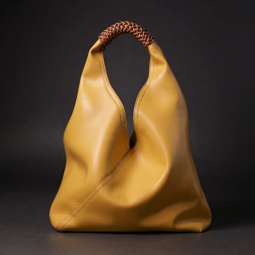 Ilaria | Borsa Hobo con Manico in Rattan