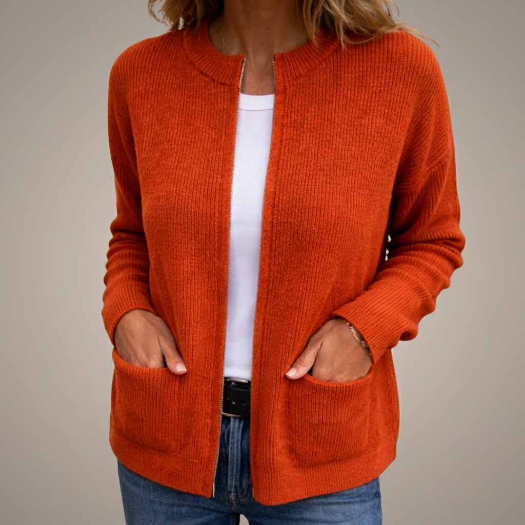 Colette | Gilet Zip in Maglia Calda con Tasche