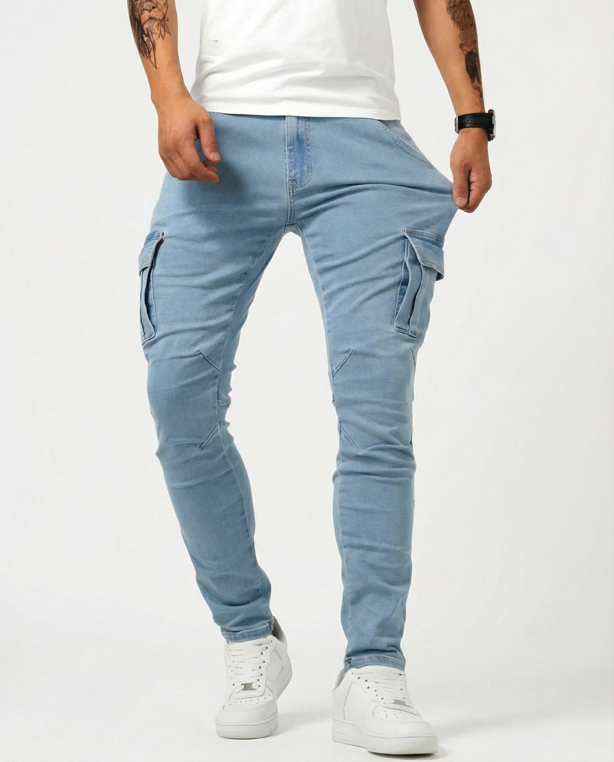 Pantaloni Cargo Stretch Navy