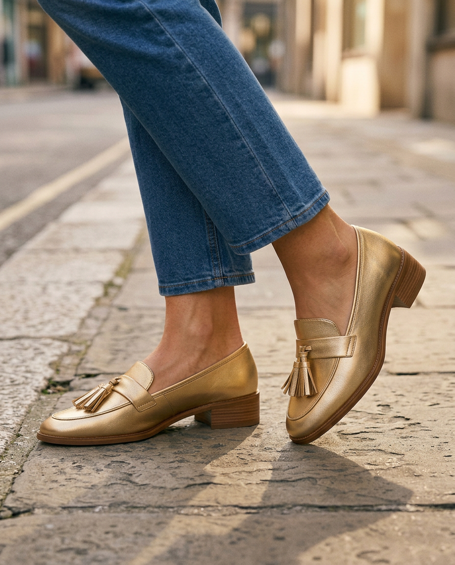 Mocassino Dorotea — Oro con Nappine